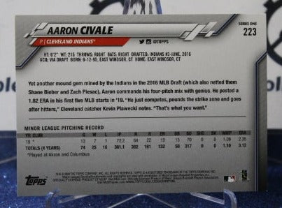 2020 TOPPS AARON CIVALE # 223 ROOKIE CLEVELAND INDIANS BASEBALL