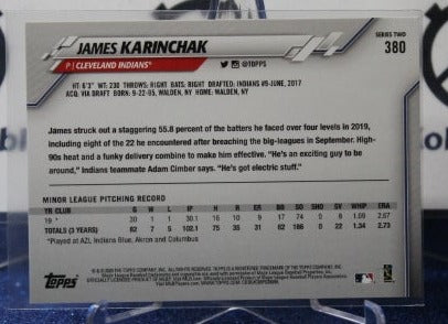 2020 TOPPS JAMES KARINCHAK # 380 ROOKIE CLEVELAND INDIANS BASEBALL