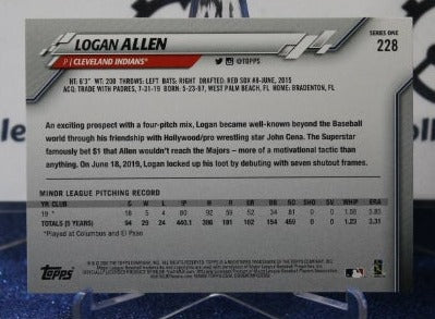 2020 TOPPS LOGAN ALLEN # 228 ROOKIE CLEVELAND INDIANS BASEBALL