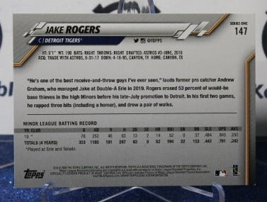 2020 TOPPS JAKE ROGERS # 147 ROOKIE DETROIT TIGERS BASEBALL