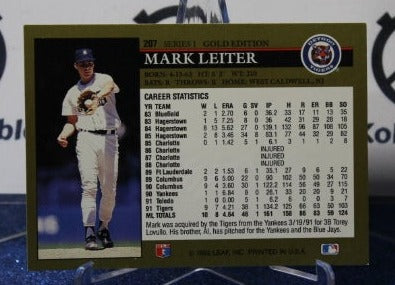 1992 LEAF BLACK/GOLD MARK LEITER # 207 DETROIT TIGERS BASEBALL