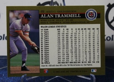 1992 LEAF BLACK/GOLD ALAN TRAMMELL # 172 DETROIT TIGERS BASEBALL