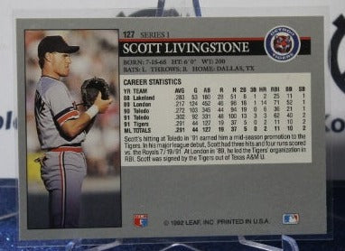 1992 LEAF BLACK/GOLD SCOTT LIVINGSTONE # 127 DETROIT TIGERS BASEBALL