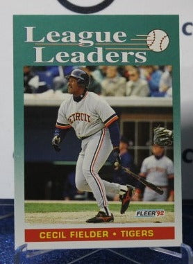 1992 FLEER LEAGUE LEADER CECIL FIELDER # 692 DETROIT TIGERS BASEBALL