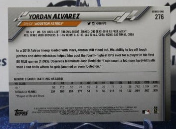 2020 TOPPS ALL STAR YORDAN ALVAREZ # 276 ROOKIE HOUSTON ASTROS BASEBALL