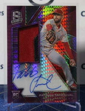 2020 PANINI SPECTRA PATRICK SANDOVAL # 134  ROOKIE PATCH AUTO PINK PRIZM  LOS ANGELES ANGELS BASEBALL