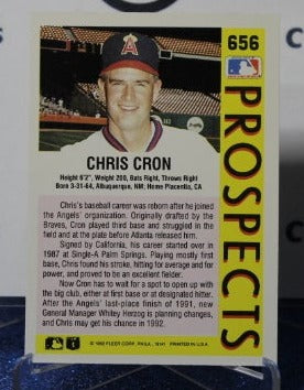 1992 FLEER PROSPECTS CHRIS CRON  # 656 LOS ANGELES ANGELS BASEBALL