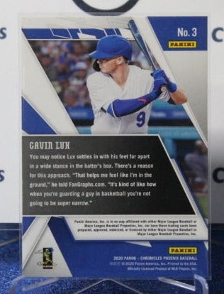 2020 PANINI CHRONICLES PHOENIX GAVIN LUX # 3 ROOKIE LOS ANGELES DODGERS BASEBALL