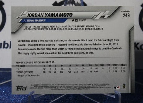 2020 TOPPS JORDAN YAMAMOTO # 249 ROOKIE MIAMI MARLINS BASEBALL