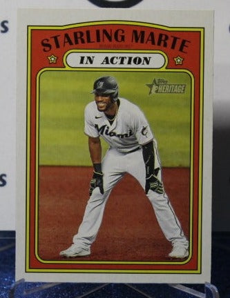 2021 TOPPS HERITAGE STARLING MARTE # 132  MIAMI MARLINS BASEBALL