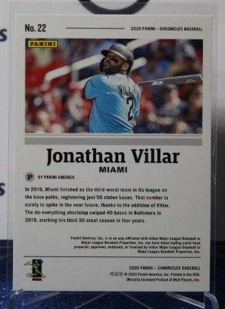 2020 PANINI CHRONICLES JONATHAN VILLAR # 22  MIAMI MARLINS BASEBALL