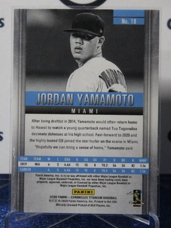 2020 PANINI CHRONICLES TITANIUM JORDAN YAMAMOTO # 18 ROOKIE MIAMI MARLINS BASEBALL