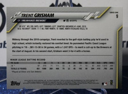 2020 TOPPS  TRENT GRISHAM # 9 ROOKIE MILWAUKEE BREWERS  BASEBALL CARD
