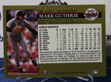 1992 LEAF BLACK/GOLD MARK GUTHRIE # 263 MINNESOTA TWINS BASEBALL