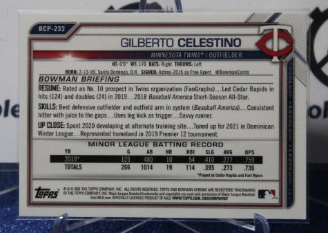 2021 BOWMAN CHROME PROSPECTS GILBERTO CELESTINO # BCP-232 MINNESOTA TWINS BASEBALL