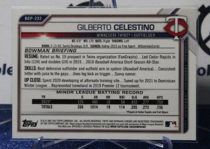 2021 BOWMAN CHROME PROSPECTS GILBERTO CELESTINO # BCP-232 MINNESOTA TWINS BASEBALL