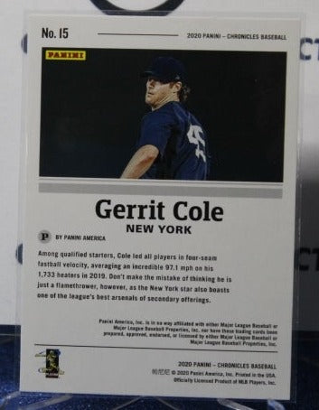 2020 PANINI CHRONICLES GERRIT COLE # 15 NEW YORK YANKEES BASEBALL