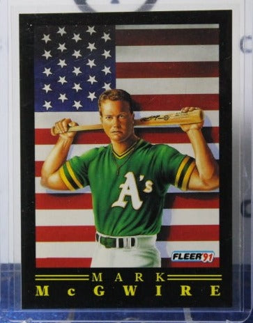 1991 FLEER BASEBALL MARK McGWIRE # 4 OF 12 ALL AMERICAN OAKLAND ATHLETICS