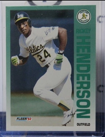 1992 FLEER  RICKEY HENDERSON # 258 OAKLAND ATHLETICS BASEBALL CARD