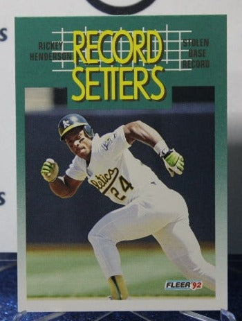 1992 FLEER RECORD SETTERS RICKEY HENDERSON # 681 OAKLAND ATHLETICS BASEBALL CARD