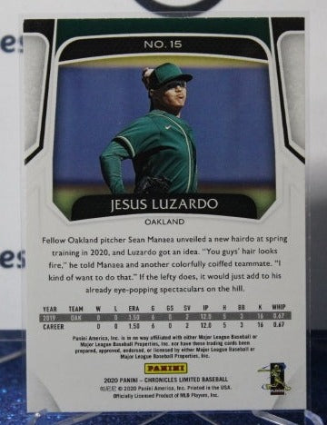 2020 PANINI CHRONICLES LIMITED JESUS LUZARDO # 15 ROOKIE OAKLAND ATHLETICS BASEBALL CARD