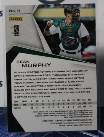 2020 PANINI CHRONICLES ROOKIES & STARS SEAN MURPHY # 9 ROOKIE OAKLAND ATHLETICS BASEBALL CARD