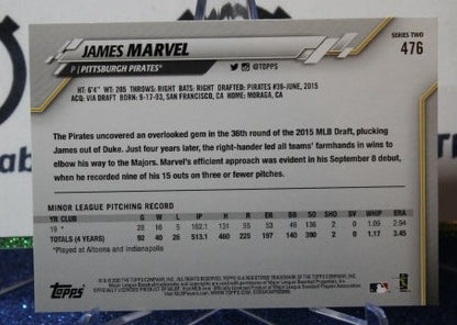 2020 TOPPS  JAMES MARVEL # 476 ROOKIE PITTSBURGH PIRATES BASEBALL CARD