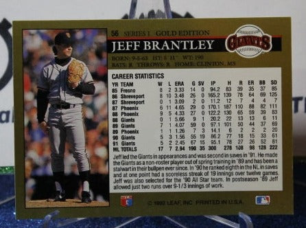 1992 LEAF BLACK/GOLD JEFF BRANTLEY # 56 SAN FRANCISCO GIANTS BASEBALL CARD