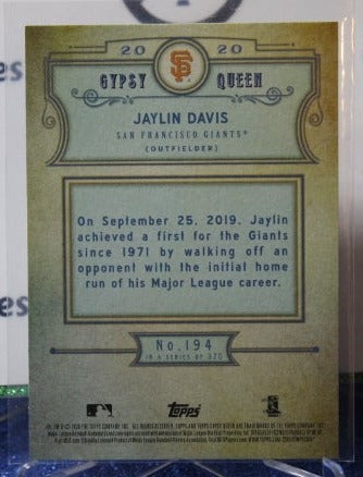 2020 TOPPS GYPSY QUEEN JAYLIN DAVIS # 194 ROOKIE SAN FRANCISCO GIANTS BASEBALL CARD