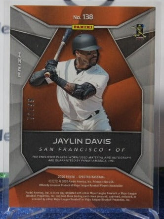 2020 PANINI CHRONICLES SPECTRA JAYLIN DAVIS # 138 PRIZM AUTO ROOKIE 72/99 SAN FRANCISCO GIANTS BASEBALL CARD