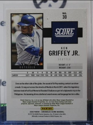 2020 PANINI SCORE KEN GRIFFEY JR. # 30 SEATTLE MARINERS BASEBALL CARD