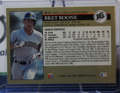 1992 LEAF GOLD BRET BOONE # BC-12 ROOKIE SEATTLE MARINERS BASEBALL CARD