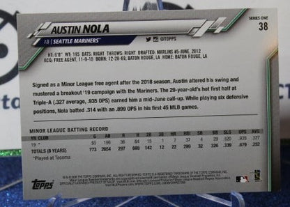 2020 TOPPS AUSTIN NOLA # 38 ROOKIE SEATTLE MARINERS BASEBALL CARD