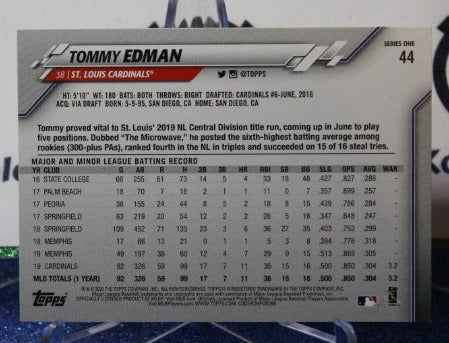 2020  TOPPS TOMMY EDMAN # 44 FUTURE STARS ST. LOUIS CARDINALS CARD