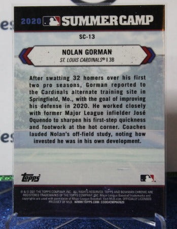 2021 BOWMAN CHROME SUMMER CAMP NOLAN GORMAN # SC-13 ST. LOUIS CARDINALS CARD