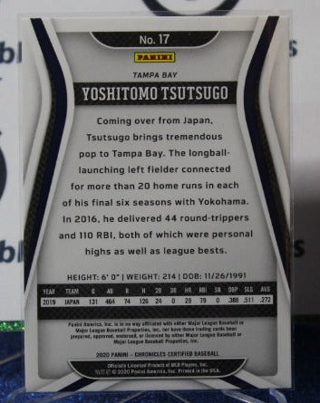 2020 PANINI CHRONICLES CERTIFIED YOSHITOMO TSUTSUGO # 17 ROOKIE  TAMPA BAY RAYS CARD