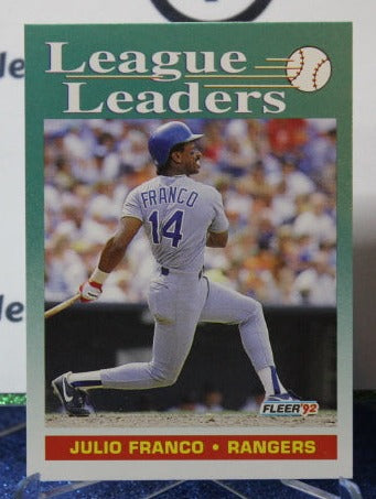 1992 FLEER LEAGUE LEADERS JULIO FRANCO # 690 TEXAS RANGERS BASEBALL CARD