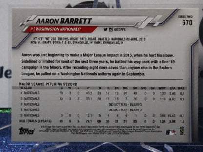 2020 TOPPS AARON BARRETT # 670  WASHINGTON NATIONALS BASEBALL