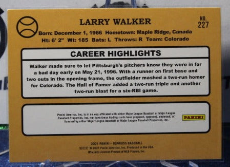 2021 PANINI DONRUSS LARRY WALKER # 227 BLUE FOIL COLORADO ROCKIES BASEBALL