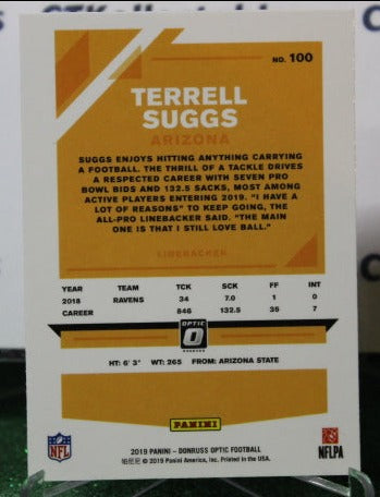 2019 PANINI DONRUSS TERRELL SUGGS # 100  FOIL NFL CARDINALS GRIDIRON CARD