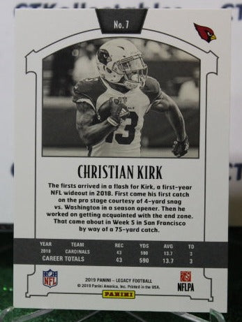 2019 PANINI LEGACY CHRISTIAN KIRK # 7 NFL CARDINALS GRIDIRON CARD