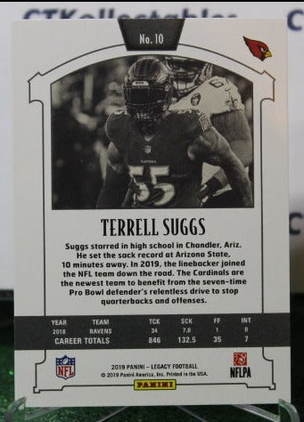 2019 PANINI LEGACY TERRELL SUGGS # 10  NFL CARDINALS GRIDIRON CARD