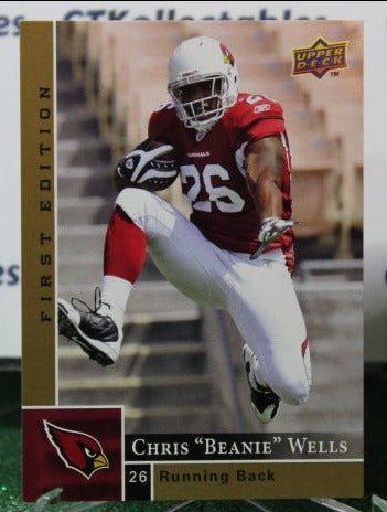2009 UPPER DECK CHRIS "BEANIE" WELLS # 187 GOLD NFL CARDINALS GRIDIRON CARD