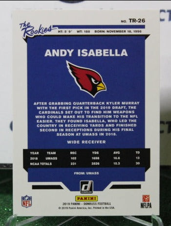 2019 PANINI DONRUSS ANDY ISABELLA #TR-26 PRIZM GREEN ROOKIE NFL CARDINALS GRIDIRON CARD