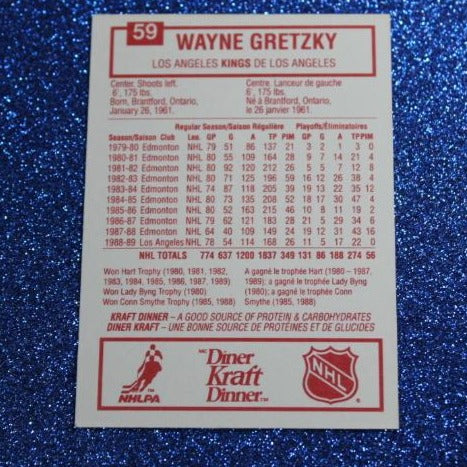 1989 - 1990 WAYNE GRETZKY # 56 DINER KRAFT DINNER CAMPBELL CONFERENCE L A KINGS NHL