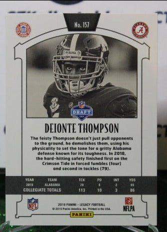 2019 PANINI LEGACY DEIONTE THOMPSON # 157 ROOKIE NFL CARDINALS GRIDIRON CARD