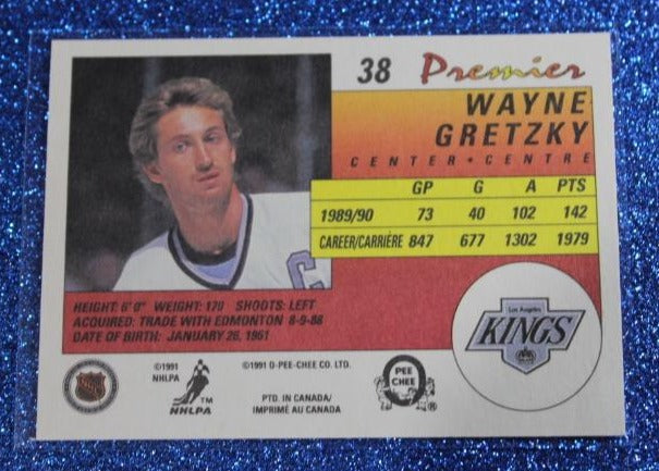 WAYNE GRETZKY # 38 O PEE CHEE PREMIER 1990-1991 L A KINGS NHL