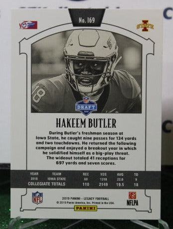 2019 PANINI LEGACY HAKEEM BUTLER # 169 ROOKIE NFL CARDINALS GRIDIRON CARD