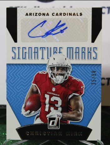 2019 PANINI DONRUSS CHRISTIAN KIRK #  SM-34 AUTO SIGNATURE MARKS BLUE /50 NFL CARDINALS GRIDIRON CARD