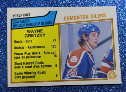 1982 - 1983 0-PEE CHEE WAYNE GRETZKY # 22 GOAL LEADER EDMONTON OILERS NHL